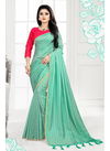 LIGHT RAMA GREEN COLOUR DESIGNER CHEX ART SILK PARTY WEAR SAREE 604